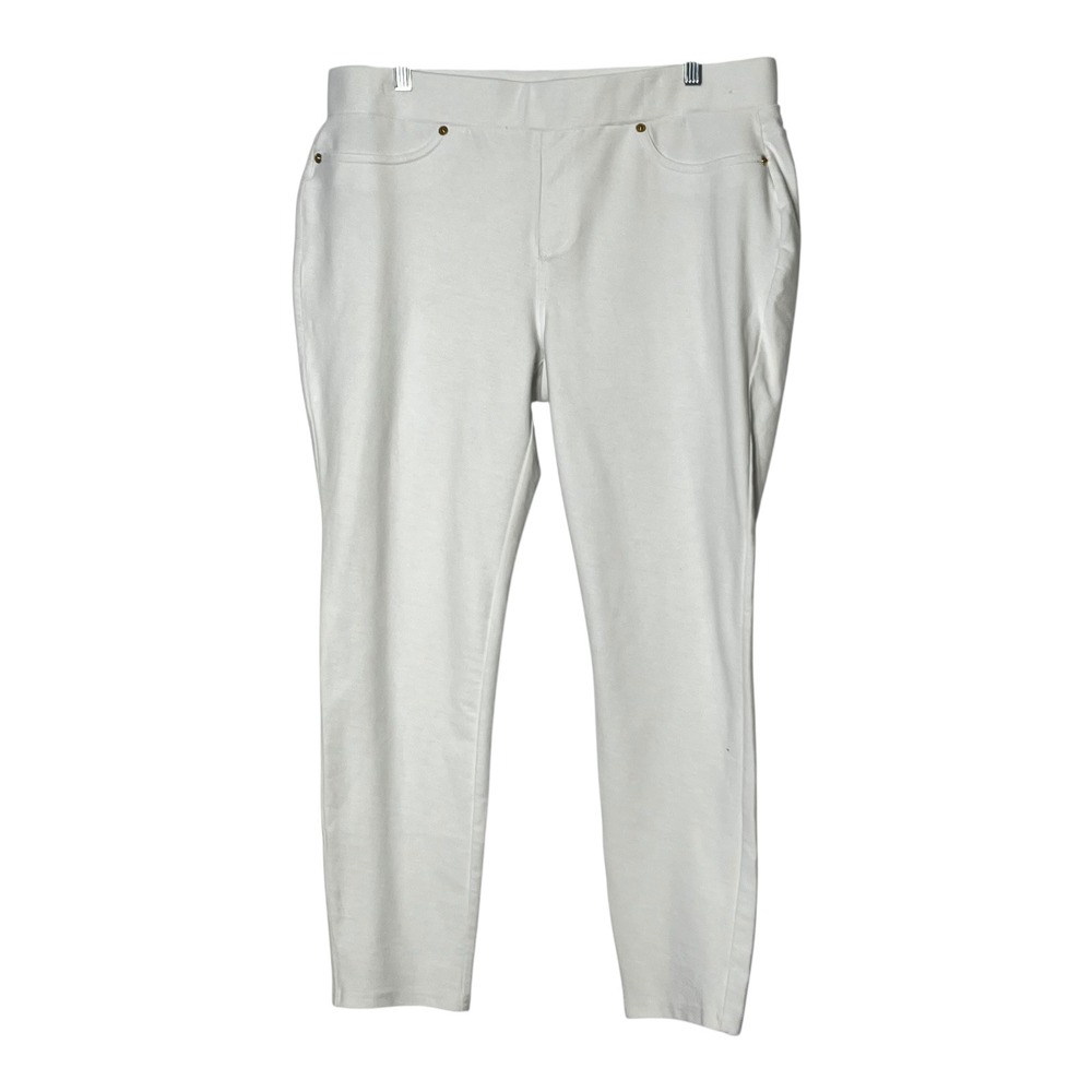 Michael Kors Womens White Pull On‎ Jeggings Stretch Slim Pants Gold Rivets XL
